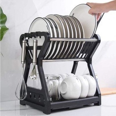 Double-Layer Countertop Dish Drying Rack - Streamline Kitchen Organization