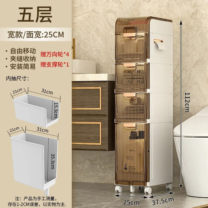 Multi-Layer Floor-to-Ceiling Storage Cabinet | Versatile Kitchen & Bathroom Organizer