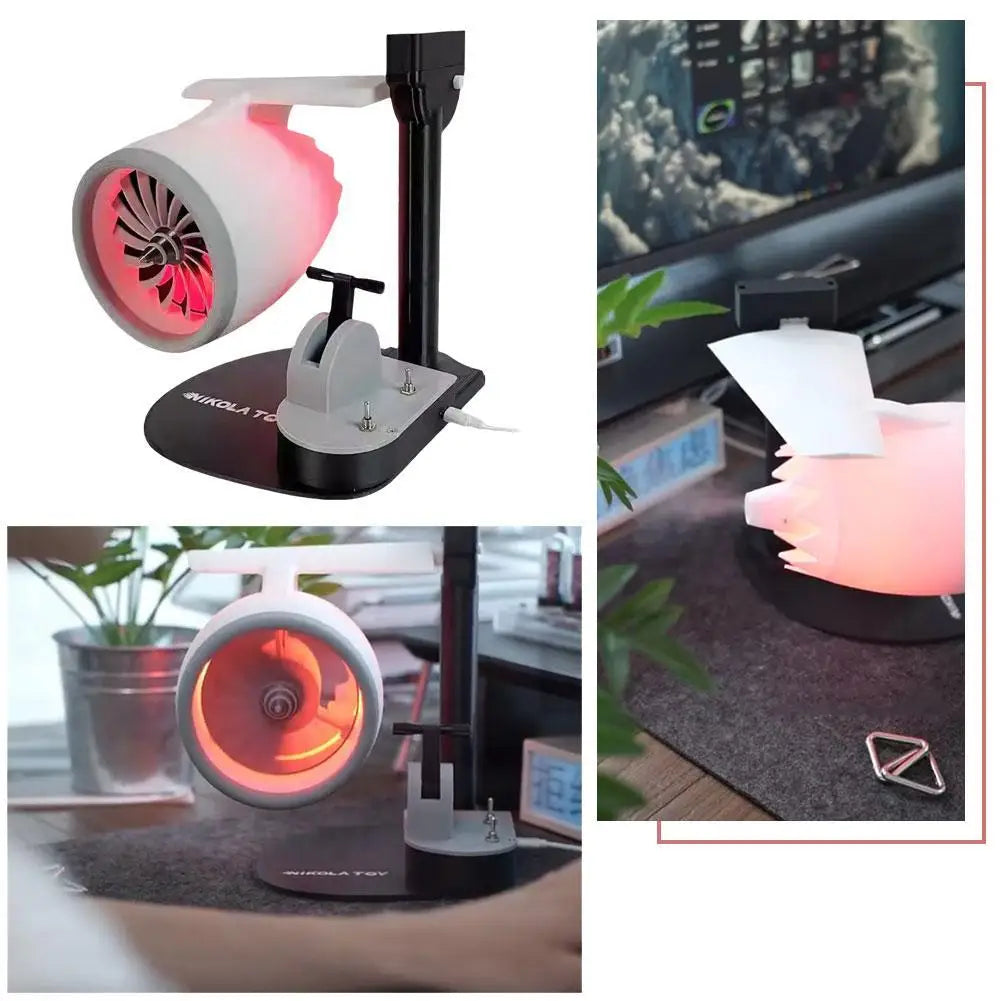 Turbojet Fan Blower with Humidifier Spray and Red Tail Flame Effect