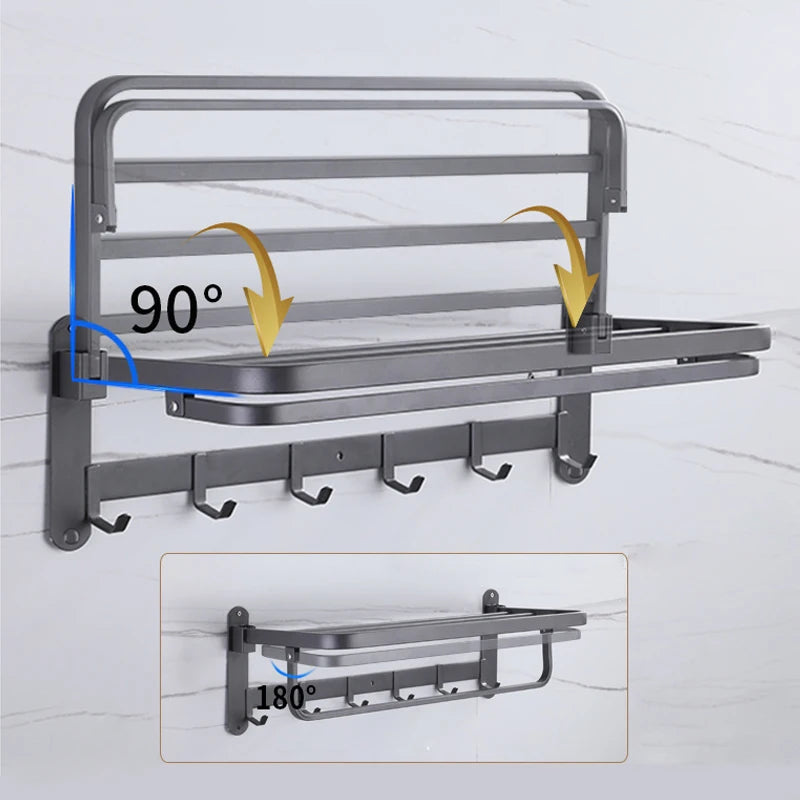 Foldable Iron Gray Towel Rack