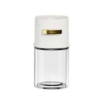 Quantitative salt shaker with push button dispenser