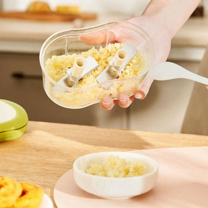 Portable One-Handed Pushable Telescopic Garlic Slicer with Steel Blade