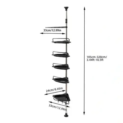 Shower Corner Adjustable Shelves with Tension Pole