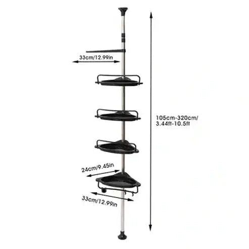 Shower Corner Adjustable Shelves with Tension Pole