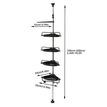 Shower Corner Adjustable Shelves with Tension Pole