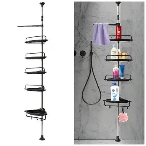 Shower Corner Adjustable Shelves with Tension Pole