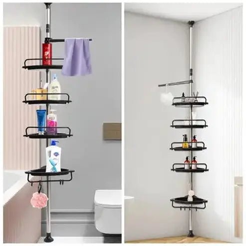 Shower Corner Adjustable Shelves with Tension Pole