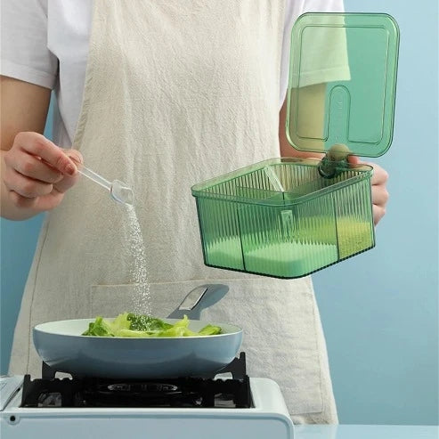 Spice Organizer: 4-Compartment Box with Clear Lid