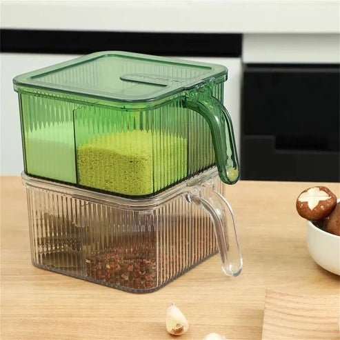 Spice Organizer: 4-Compartment Box with Clear Lid