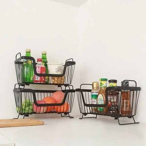 Stackable Kitchen Storage Basket Rack