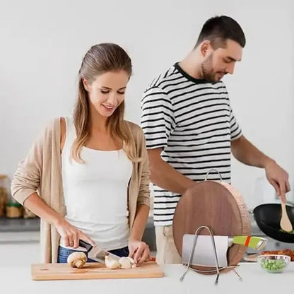 Stainless Steel Cutting Board Rack: Kitchen Tabletop Pot Lid Holder