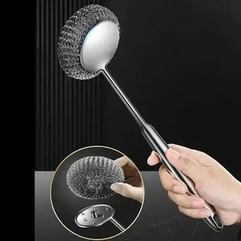 Stainless Steel Iron Pan Cleaning Brush with Scrubbers