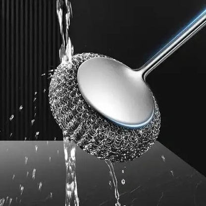 Stainless Steel Iron Pan Cleaning Brush with Scrubbers