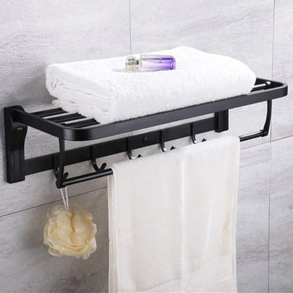 Towel Rack Shelf with Hooks