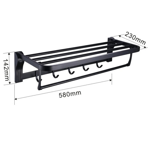 Towel Rack Shelf with Hooks