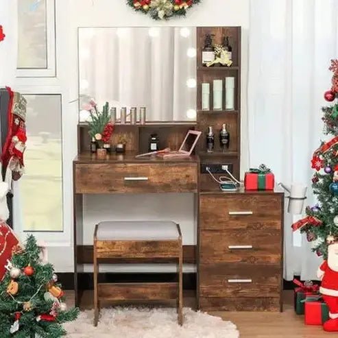 Vanity Table Set with Lighted Mirror