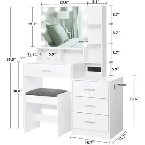 Vanity Table Set with Lighted Mirror