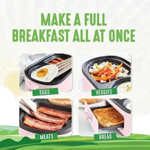 Versatile 3-in-1 Breakfast Maker with Dual Griddles and Toast Drawer