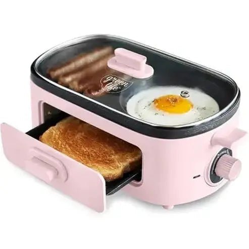 Versatile 3-in-1 Breakfast Maker with Dual Griddles and Toast Drawer