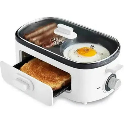 Versatile 3-in-1 Breakfast Maker with Dual Griddles and Toast Drawer