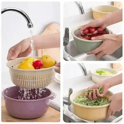 Versatile Double-Layered Drain Basket Colander Tool