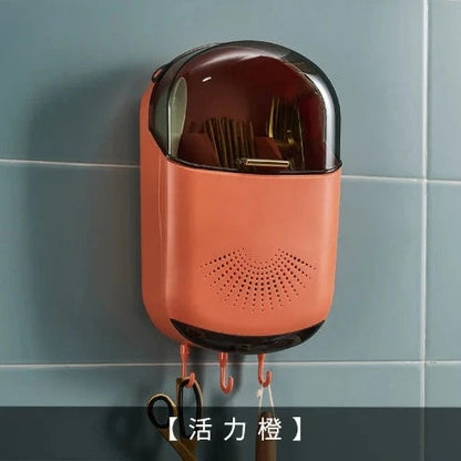 Wall-Mounted Knife and Fork Drain Storage Case