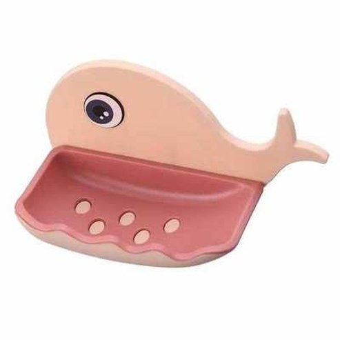 Whale Shape Soap Box Bathroom Soap Dish Tray with Suction Cup and Drain