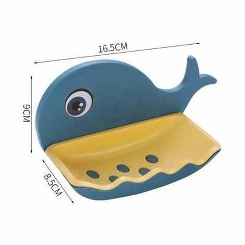 Whale Shape Soap Box Bathroom Soap Dish Tray with Suction Cup and Drain