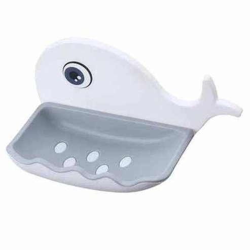 Whale Shape Soap Box Bathroom Soap Dish Tray with Suction Cup and Drain