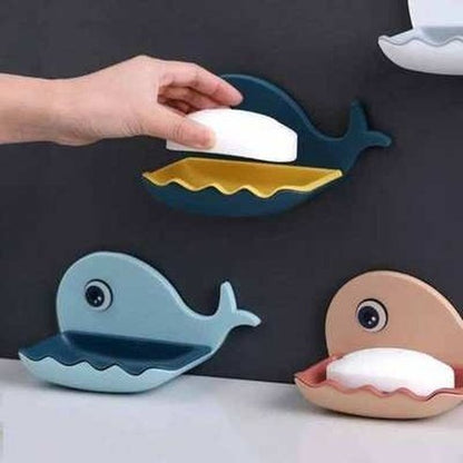 Whale Shape Soap Box Bathroom Soap Dish Tray with Suction Cup and Drain