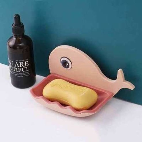 Whale Shape Soap Box Bathroom Soap Dish Tray with Suction Cup and Drain