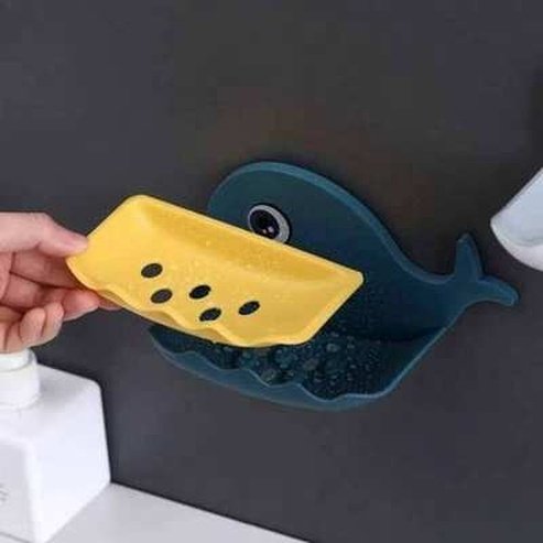 Whale Shape Soap Box Bathroom Soap Dish Tray with Suction Cup and Drain