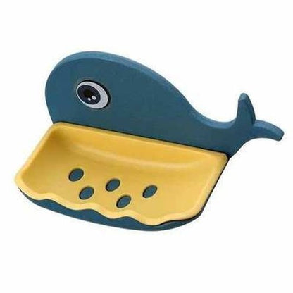 Whale Shape Soap Box Bathroom Soap Dish Tray with Suction Cup and Drain