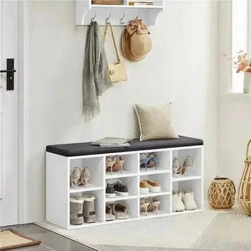 Wood Shoe Closet: 10 Cubbies Stylish Storage