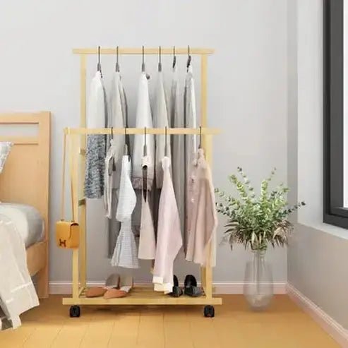 Wooden Coat Rack with Shoe Storage