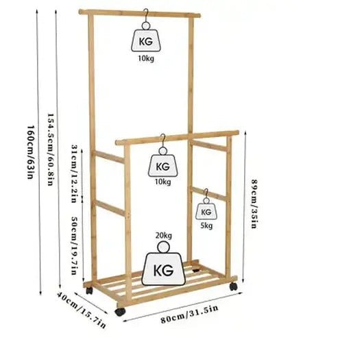 Wooden Coat Rack with Shoe Storage