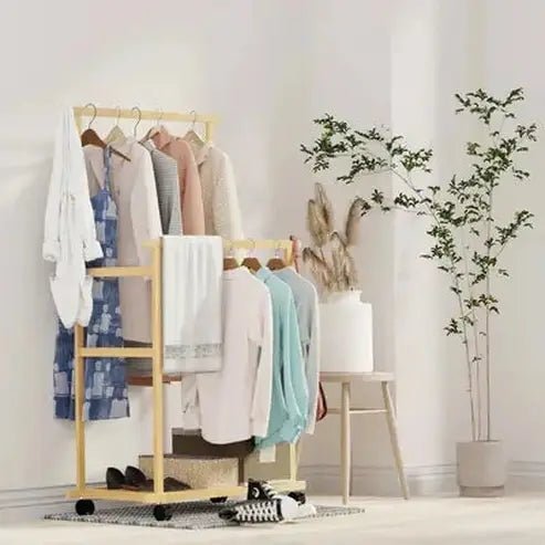 Wooden Coat Rack with Shoe Storage