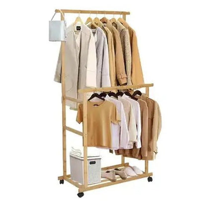 Wooden Coat Rack with Shoe Storage