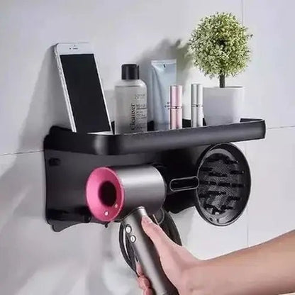 Shelf Storage Hair Dryer Bathroom Accessory Mounts Black Multi-function Shelf Storage Hair Dryer – Dondepiso 