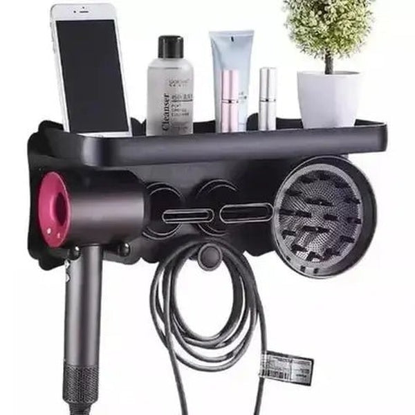 Shelf Storage Hair Dryer Bathroom Accessory Mounts Black Multi-function Shelf Storage Hair Dryer – Dondepiso 