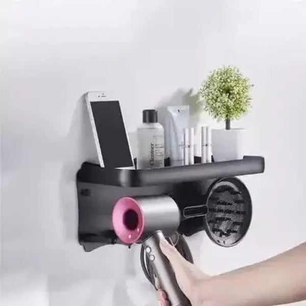 Shelf Storage Hair Dryer Bathroom Accessory Mounts Black Multi-function Shelf Storage Hair Dryer – Dondepiso 