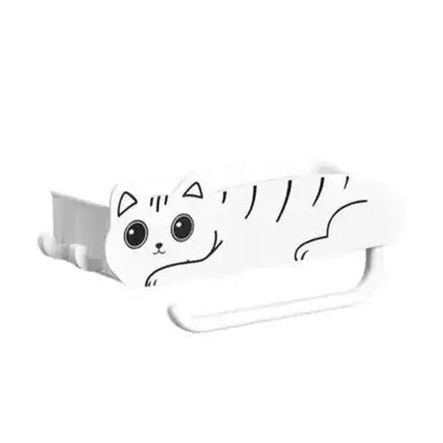 Cartoon Cat Bathroom Storage Rack with Hooks