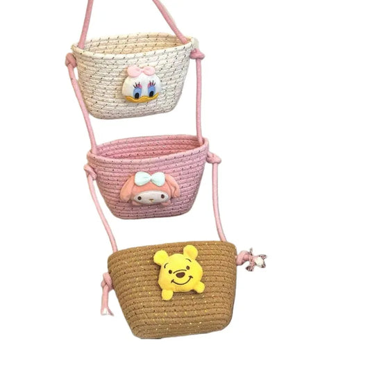 Cartoon Cotton Woven Wall-Mounted Storage Basket