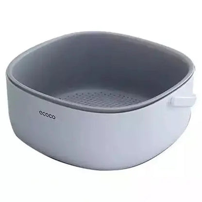 Double Drain Basket Bowl Colanders & Strainers Gray / L ecoco Double Layer Drain Basket Bowl – Dondepiso 