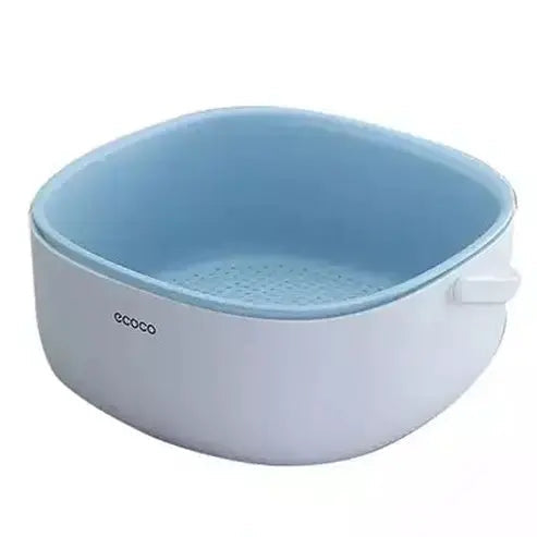 Double Drain Basket Bowl Colanders & Strainers Blue / L ecoco Double Layer Drain Basket Bowl – Dondepiso 