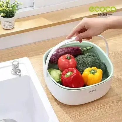 Double Drain Basket Bowl Colanders & Strainers ecoco Double Layer Drain Basket Bowl – Dondepiso 