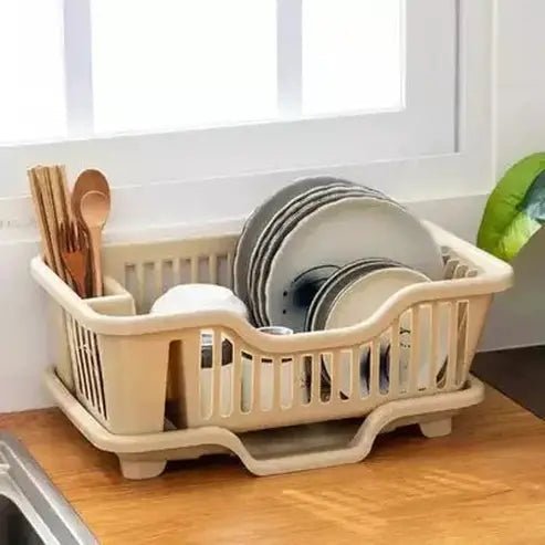 Foldable Heavy-Duty Plastic Dish Rack Kitchen Dish Drainer Home Tableware Storage Shelf Basket Sink Drying Organizer with Tray