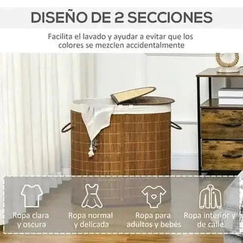 HOMCOM Bamboo Dirty Clothes Basket