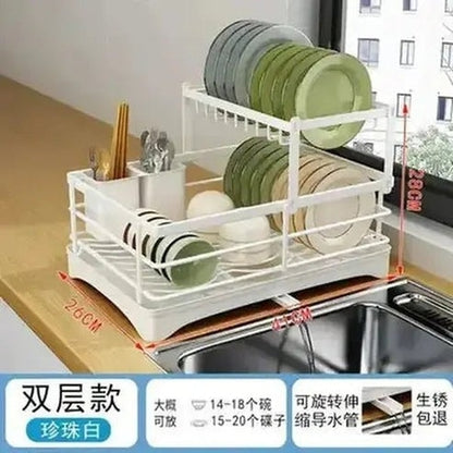 Metal Countertop Dish Storage Rack with Drainage Plate