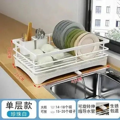 Metal Countertop Dish Storage Rack with Drainage Plate